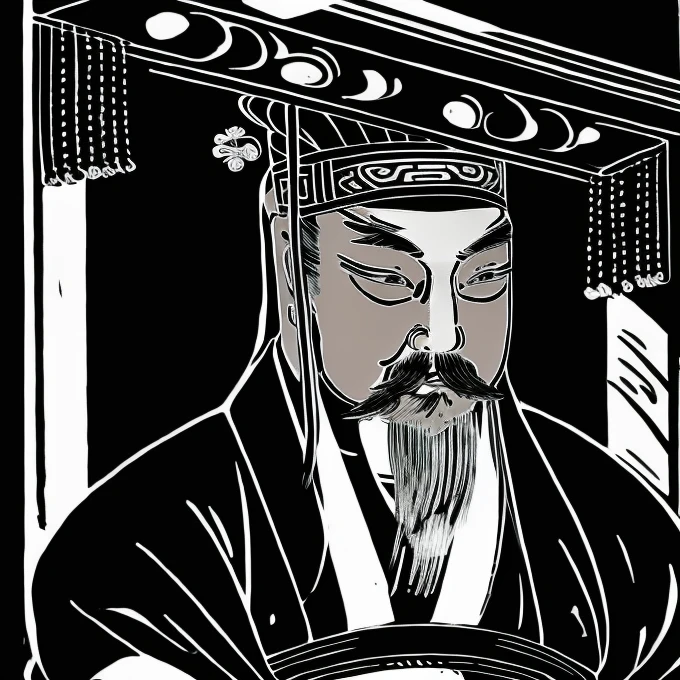 An ancient Chinese man wearing a degree hat、