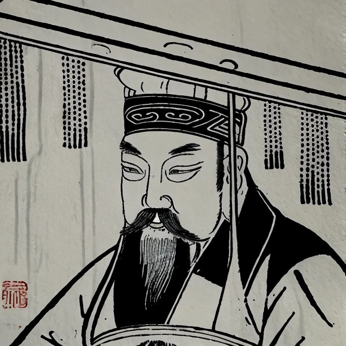 An ancient Chinese man wearing a degree hat、