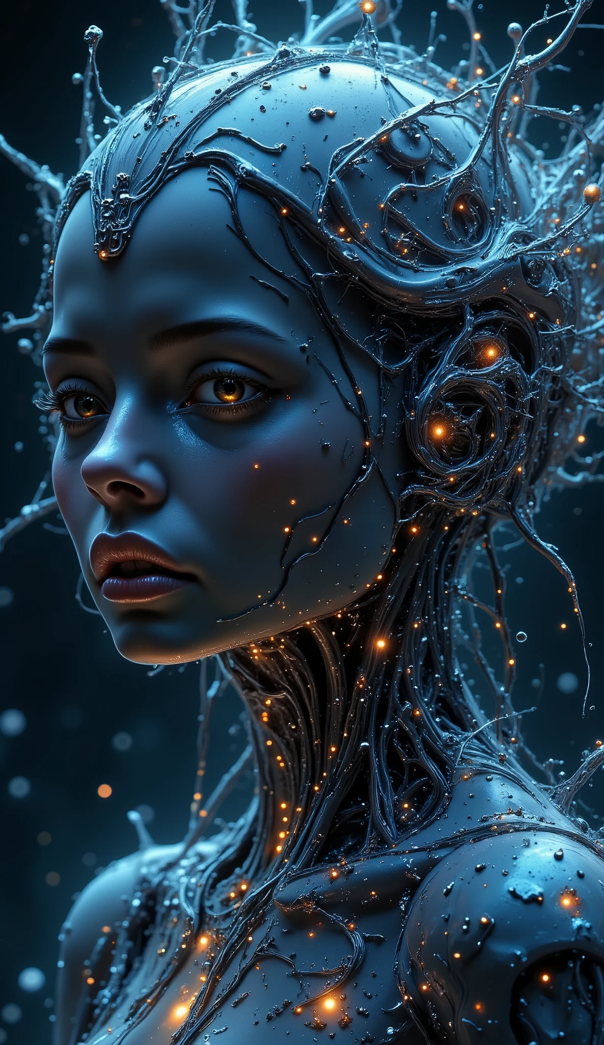 metamorphosis, future fashion editorial, avant-garde hyper futuristic surreal fashion, extreme detail, photorealistic, 8k, high render,