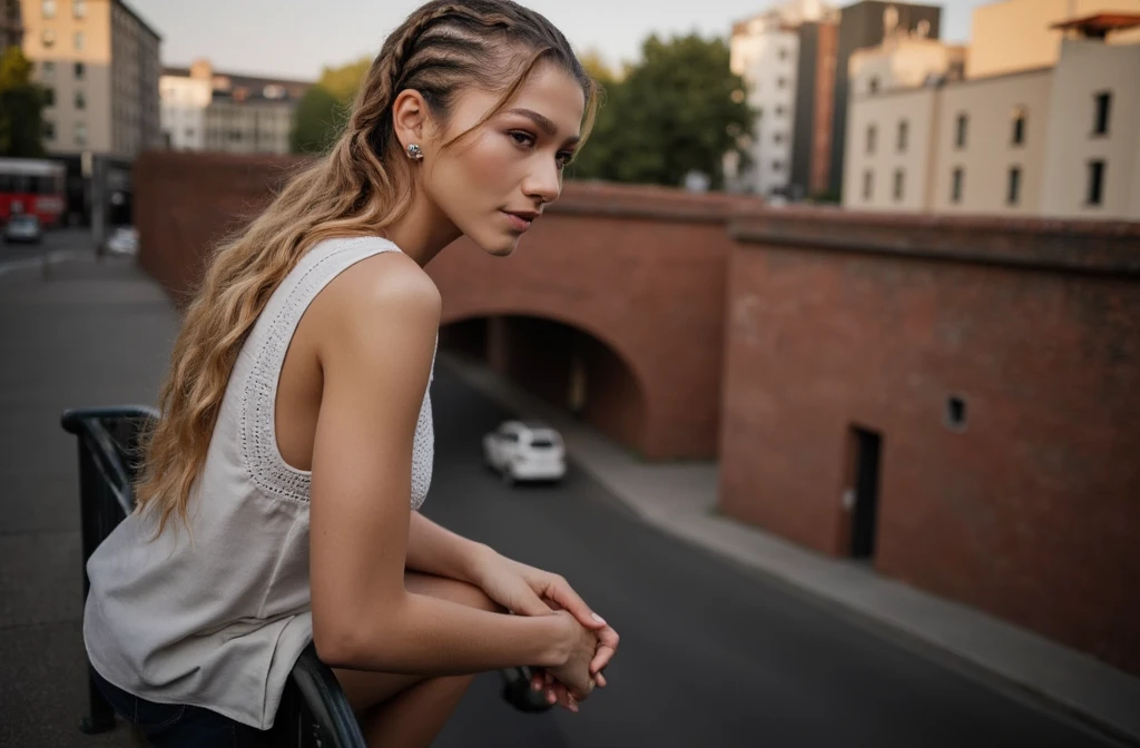 High res waist up portrait photo of a woman directly facing the camera . She is not looking at the camera with a slight seductive look. ((smiling:1.5))