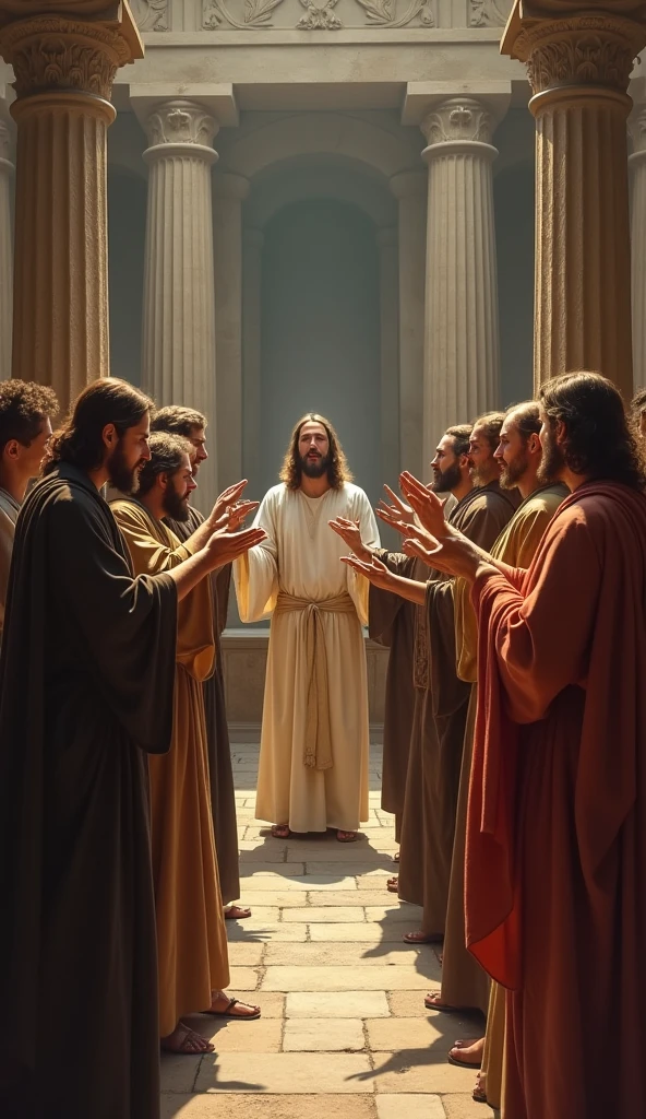 Biblical photograph of the people gathered at the Council of Jerusalem Biblical representation