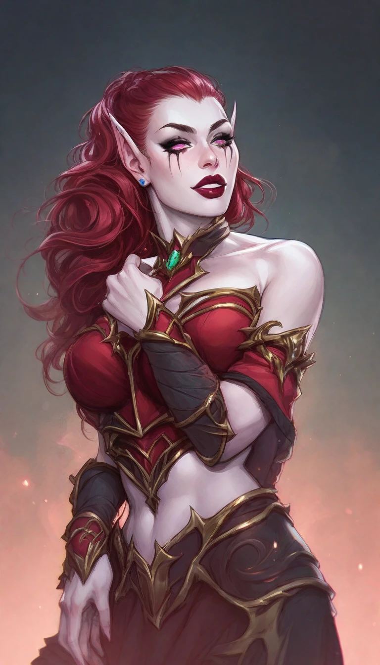 nsfw tall beautiful and strong female succubus with long wild black and red hair, glowing red tattoos and pale skin wearing a revealing black and red leather micro bikini, legs apart facing the camera, very sexy devil outfit, beautiful elegant demon queen, fantasy woman , at a medieval tavern, fit and muscled, large round breasts, revealing bikini, scheming appearance on her face, pointy ears, extensive red and black tattoos, lots of tattoos, small devil horns, facing forward,((legs spread wide apart)),(masterpiece:1.3), ultra detailed, ultra high res,