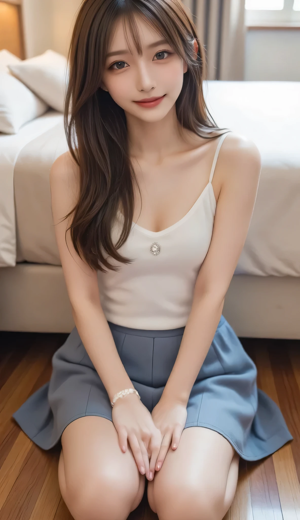 Masterpiece, High quality, high resolution, Skinny Japanese woman, 30 years old, cute face, ((detailed face, detailed eyes)), small breasts, very thin waist, slender legs, dayoff, relaxing at living room