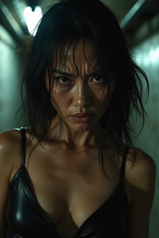 A 1923x1080 image of an Asian girl looking angry as she walks down the stairs