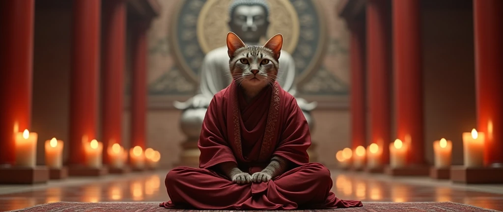 monk meditating/india/four arms/bald/glasses/round sunglasses/earring/kittens near --auto --s2