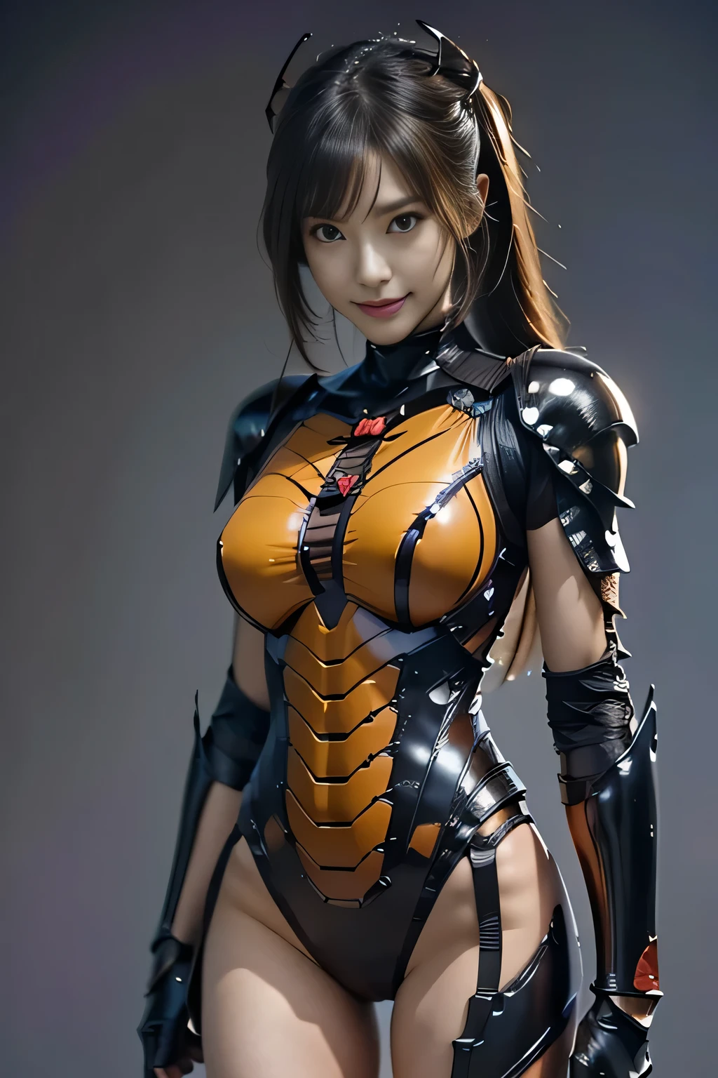 (high resolution,masterpiece,best quality,extremely detailed CG, anime, official art:1.4), realistic, photo, amazing fine details, all intricate, gloss and shiny,awesome many layers, 8k wall paper, 3d, sketch, kawaii, illustration,( solo:1.4), perfect female proportion,villainess, (fusion of dark brown cockroach and lady:1.4), (brown cockroach form lady:1.2), (brown cockroach lady:1.2), (fusion:1.2), (solo:1.4), (evil smile:1.2), muscular, abs, (cockroach brown exoskeleton bio insect suit:1.4), (cockroach brown exoskeleton bio insect armor:1.2), (brown transparency cockroach wing:1.4), (brown cockroach antennae:1.3),