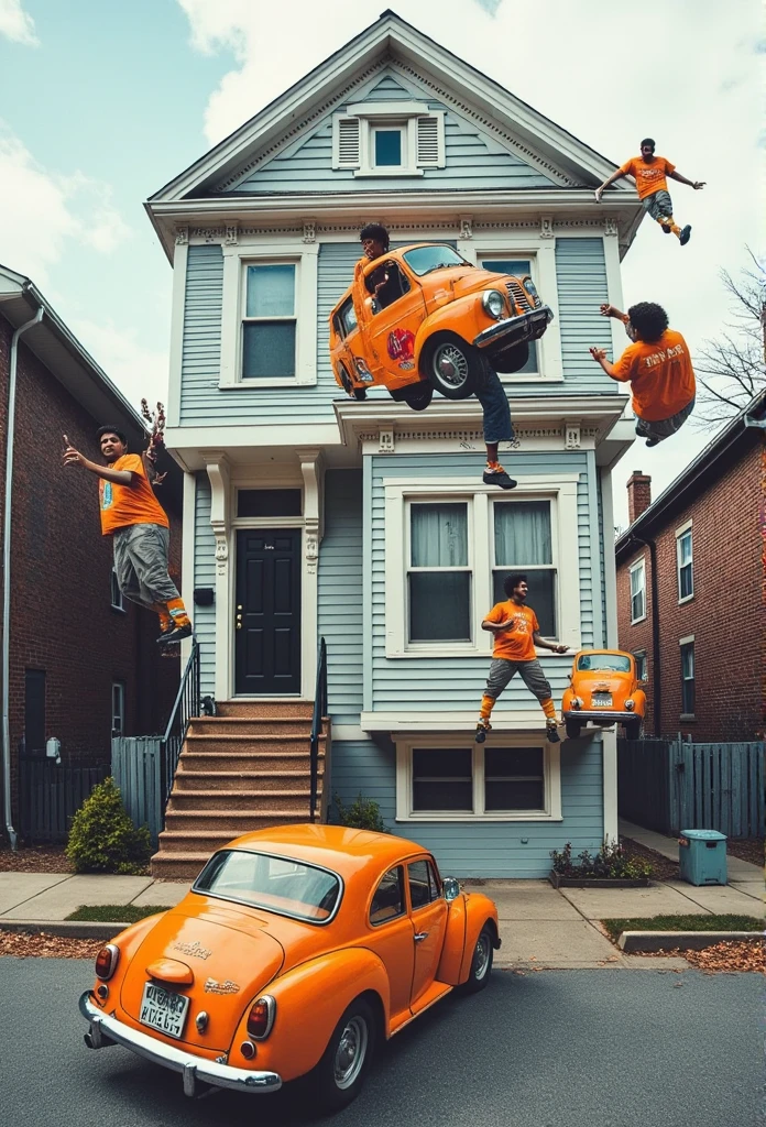 A TOK composite photo of a townhouse posing at different angles, in the style of TOK