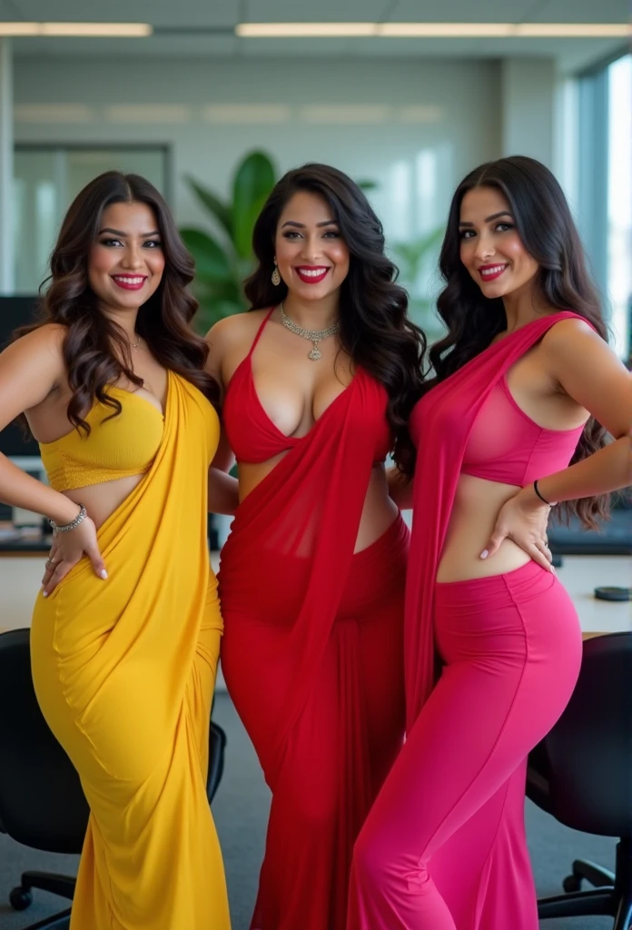 2002's photo, two Women, 1 indian, and 1 pakistani woman, showing curves, Colorful shiny satin dress, wearing tight satin salwar kameez, pakistan, punjab, tight satin slip,  tight satin nightgown,See-through, cleavage of the breast,bbw,stoop down,curvy figure, Smirk,a bed, extremely fine and beautiful,attractive lady,Adult Woman,desi woman, ​masterpiece,top-quality (at shadi in punjab village), human skin has [visible|[(wrinkles:0.625)|small pores]] cheerful, sexy, indian beauty,(tight satin salwar kameez) kodak 400, film grain