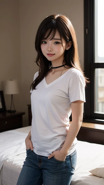 (Neon Lights, at bedroom, 1 girl, flat chest, white T-shirts and navy miniskirt, white , sneakers, medium hair, brown hair, lifting the miniskirt, Spread ng:1.5), fair-skinned, glossy lips, skinny, body type, delicate and sexy clavicle, higt quality, RAW photo, realistic, face, incredibly ridiculous beautiful girl, cute, Depth of bounds written, High resolution, ultra detail, detailed, Very detailed, extremely detailed eye and face, sharp pupils, sharp focus
