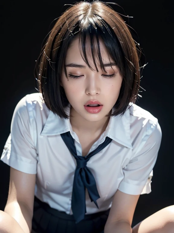 ผู้หญิงหล่อbeautiful, ((Highest quality)), 8K, Masterpiece:1.Retie woman, 1 woman, big breasts:1.3, Revealing the nipples clearly, Slender figure:1.1, short red hair, (shower, wet body, Wet clothes:1.1), The face is very detailed., cheek, detailed lips, Detailed eyes, Double eyelids, Detailed eyesมาก, detailed face, small face, beautiful, sexy figure, ((full body)), ((Turn your head to look at the audience.)), show a seductive facial expression, Fascinating