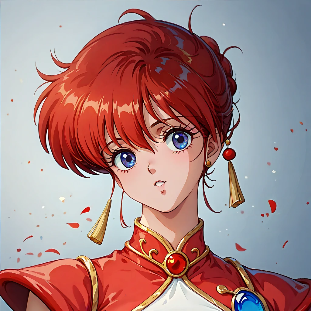 (( top quality )), ((masterpiece)), ( Details), （ perfect face）、Yoko Asagiri with red hair is wearing a gorgeous and sexy Chinese red Chinese dress with gold embroidery and edging, and is being hugged and proposed by a middle-aged Chinese man