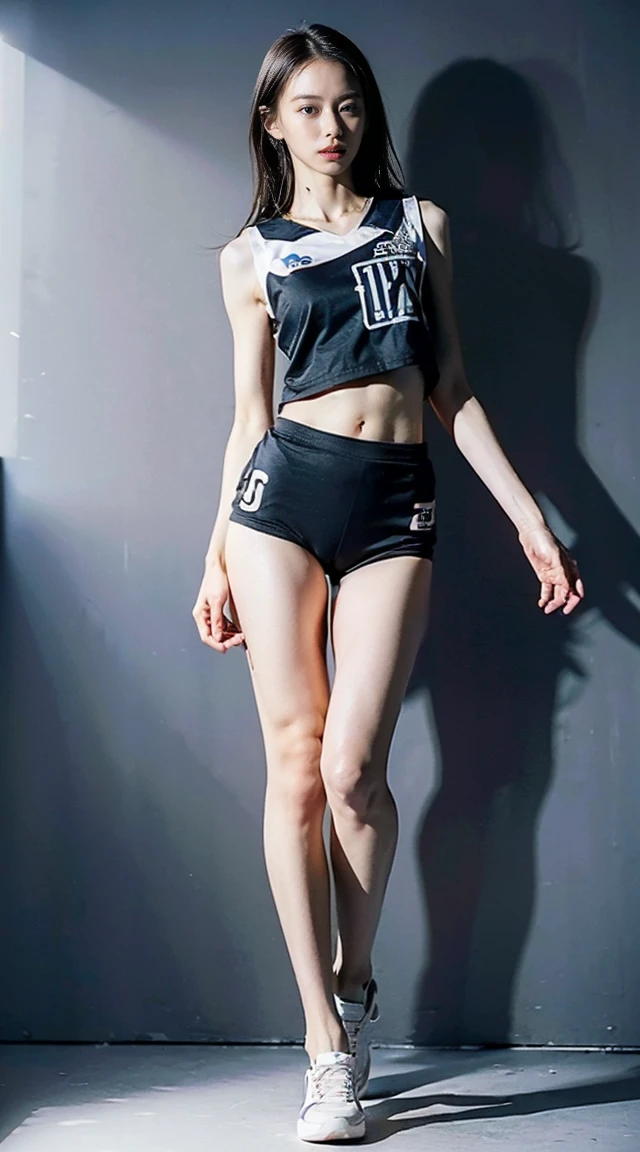 A girl , with impressive blonde hair、hair ornaments、short bob、black pantyhose、No sleeve、hot pants、smile、Cute shoes with accessories、red hair band、dynamic pose
