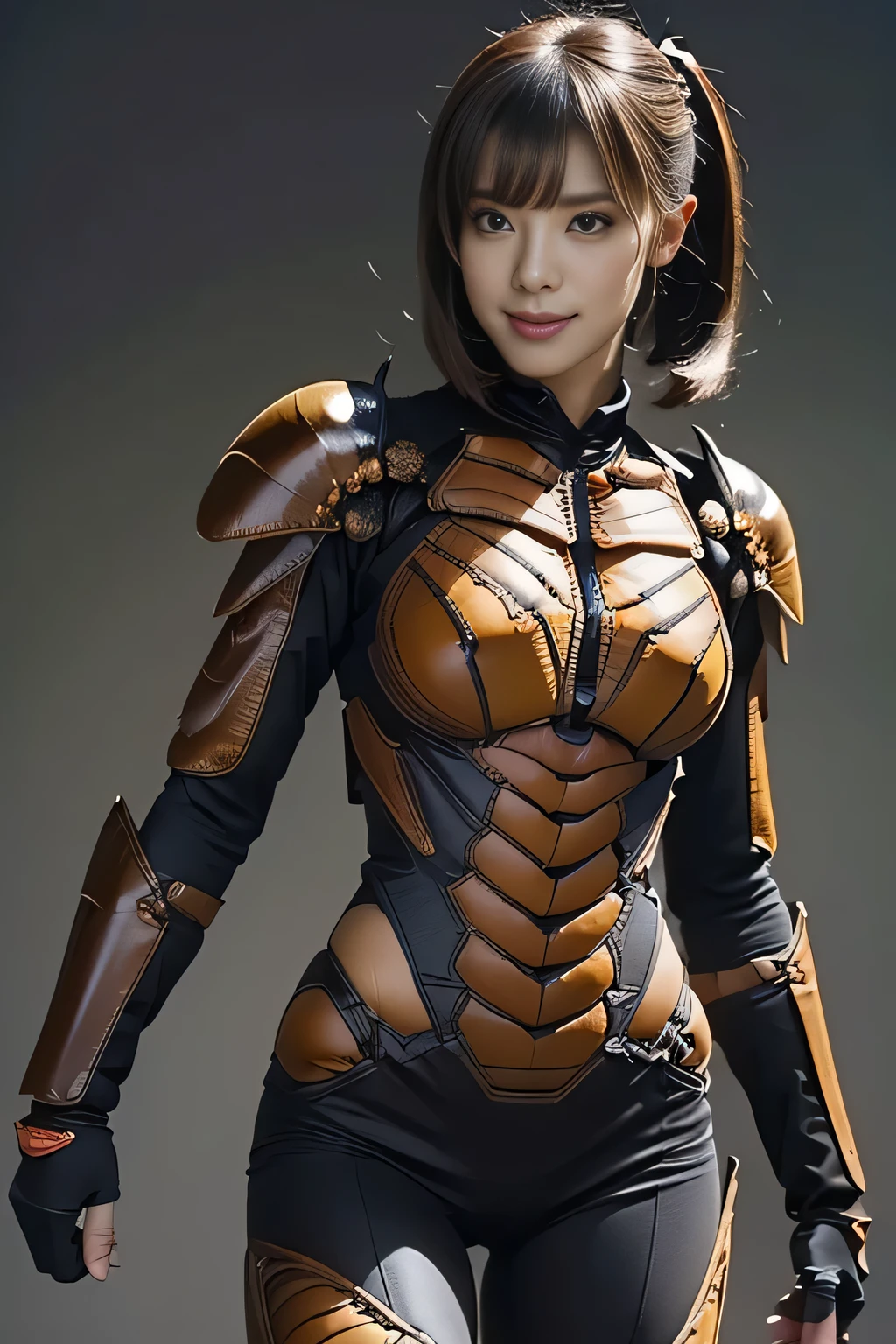 (high resolution,masterpiece,best quality,extremely detailed CG, anime, official art:1.4), realistic, photo, amazing fine details, all intricate, gloss and shiny,awesome many layers, 8k wall paper, 3d, sketch, kawaii, illustration,( solo:1.4), perfect female proportion,villainess, (fusion of dark brown cockroach and lady:1.4), (brown cockroach form lady:1.2), (brown cockroach lady:1.2), (fusion:1.2), (solo:1.4), (evil smile:1.2), muscular, abs, (cockroach brown exoskeleton bio insect suit:1.4), (cockroach brown exoskeleton bio insect armor:1.2), (brown transparency cockroach wing:1.4), (brown cockroach antennae:1.3),