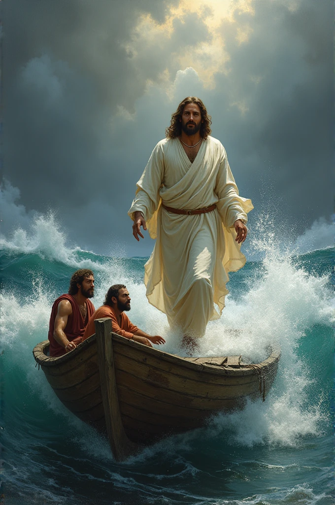 Jesus getting out of the boat