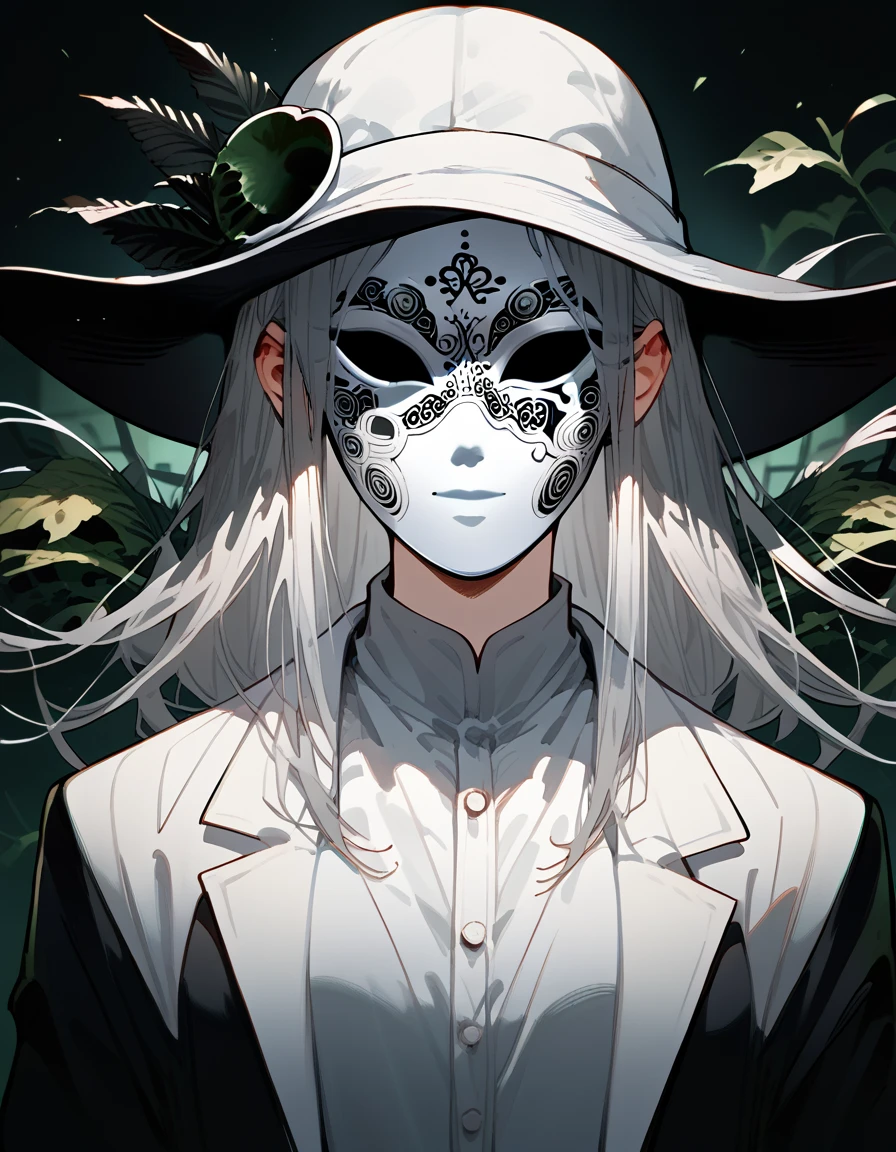 doctor,Gray hair, white mask,scary,Gray hair,Put on a hat, psychopaths,Long hair, chainsaw art ,Black Leaf Hat,girl