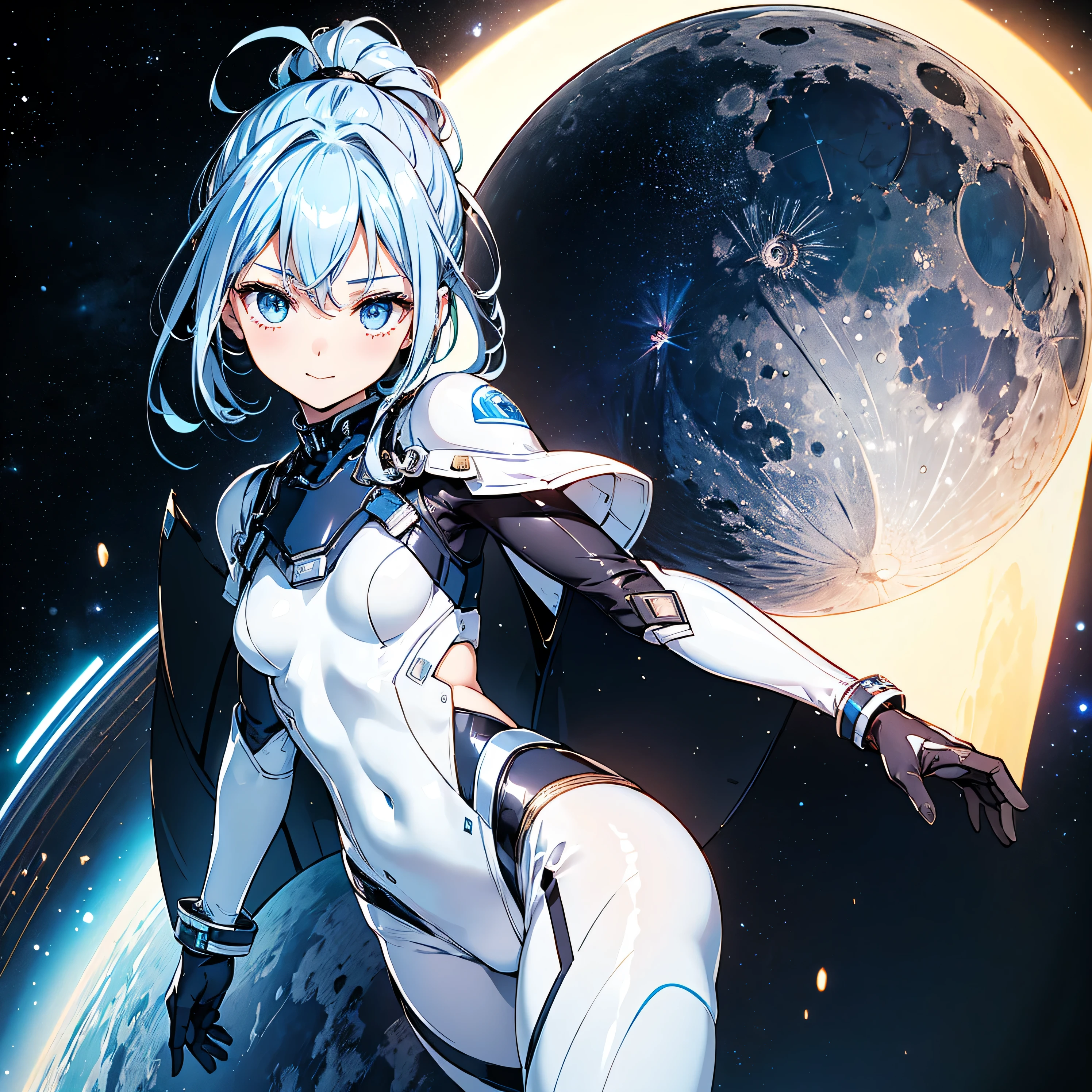 Anime Style,こまかく書き込まれたpeopleがたくさんいる背景,Space Colony,people,笑顔の吟遊詩peopleのエルフ,Mature Woman,Large Breasts,Protruding buttocks