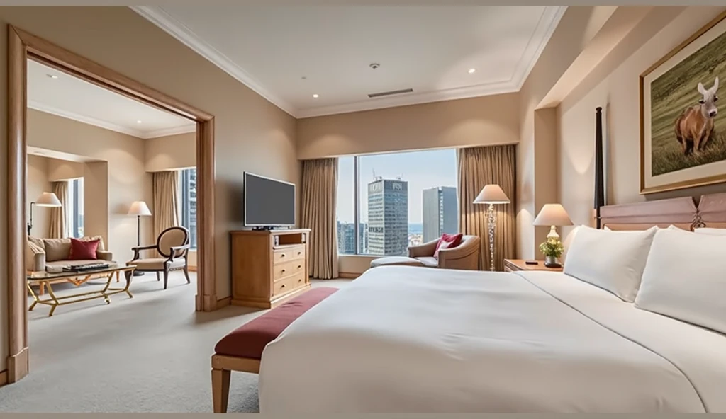 Hotel,Bedroom,(((Luxury bed:1.3))),mood lighting,