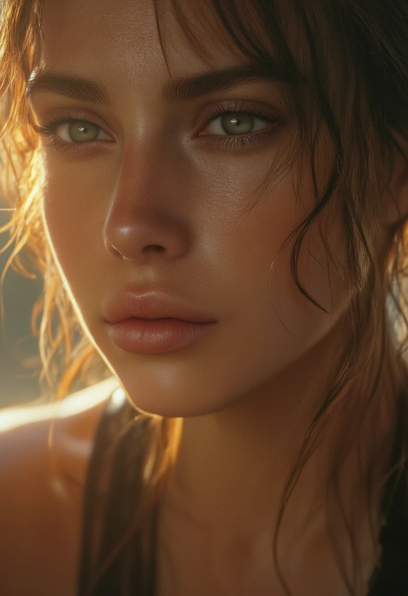 Ellie, tlou2, portrait, sun rays, looking at viewer, award-winning, (8k, RAW photo, best quality, masterpiece:1.2),ultra-detailed, (high detailed skin:1.2), 8k uhd, dslr, soft lighting, high quality,
