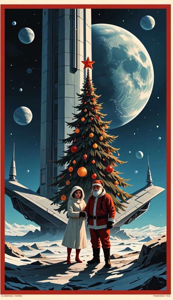 Santa Claus, Christmas, space rocket, vintage, outer space, planets, officer, volando space rocket caricatura, green, red, dorado, children in rocket