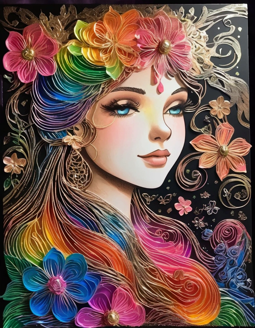 Scratch art, Art Foil Rainbow, Rainbow Magic Scratch Paper, Scratch art flowers 💐, Rainbow foil princess peach, Scratchboard Art, Art Therapy, A new sense of elegance and strangeness, 