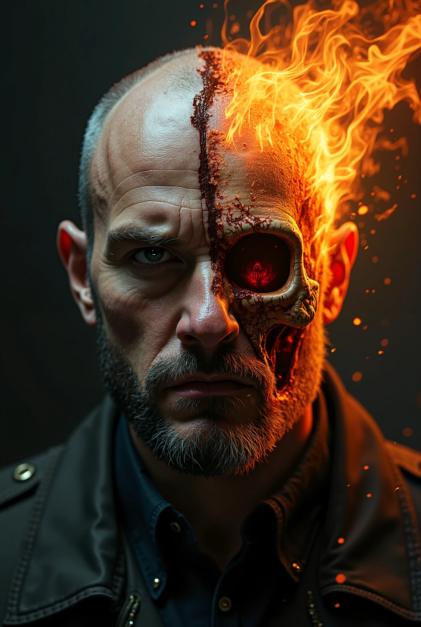 VitRakusan como diabo com chifres, mau, corajoso, inferno ardente, riso maligno, Manic look of evil