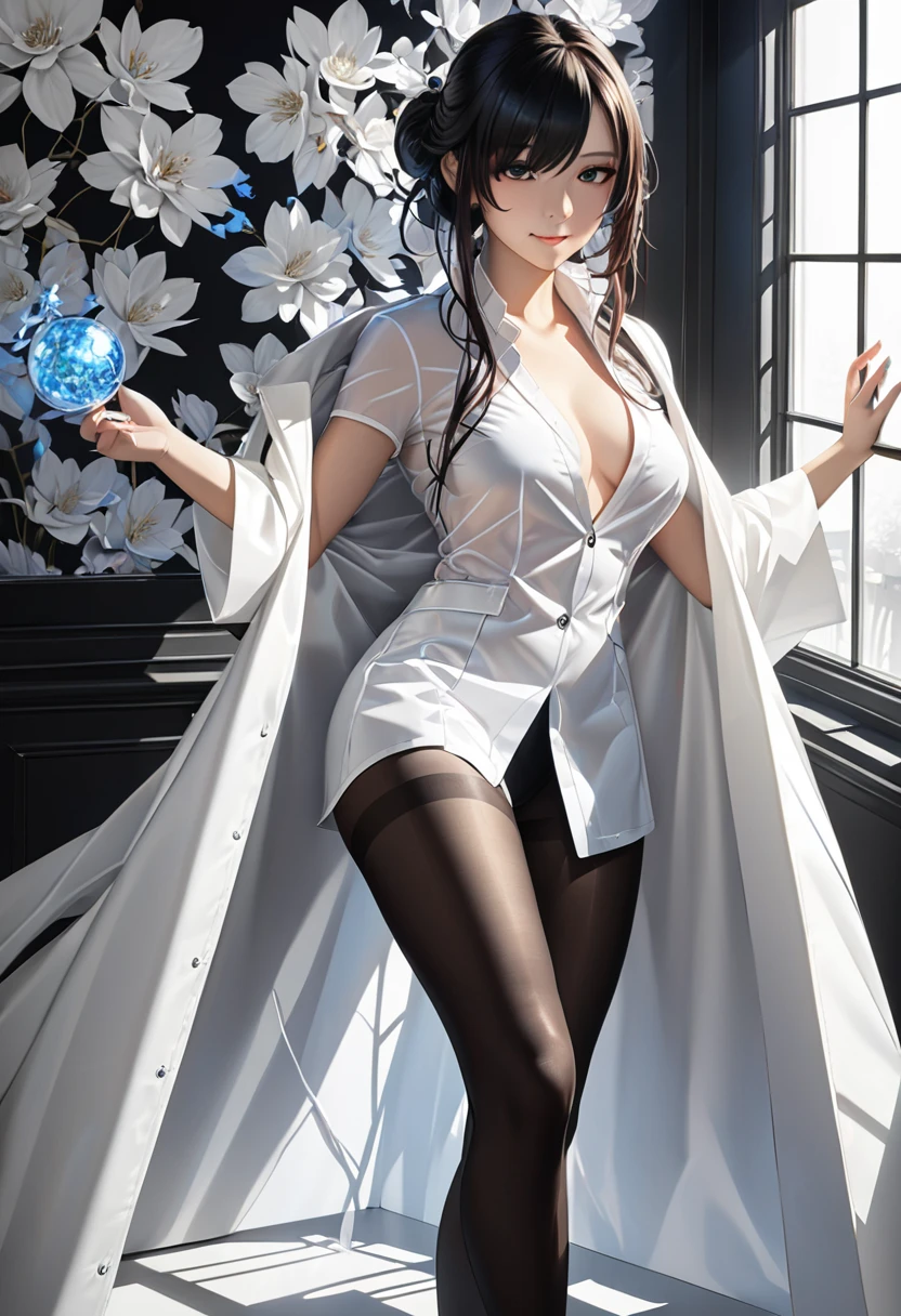 ((masterpiece, best quality)),((highres:1.2)), 1 Girl, solo, Blurred Background, (Straight Hair:1.2), Sister's Clothes, (((Small breasts))), Thighs, Church, ((Groin)), (slanted eyes), ((Special pose:1.2)), (short hair), ((leg lift)), ((mini Pencilskirt:1.2))