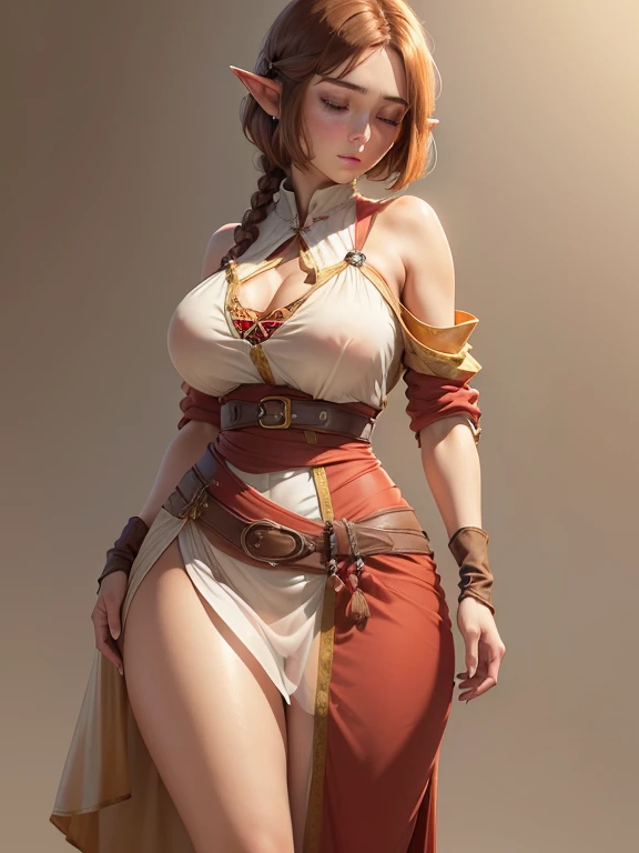 gwen tennyson,rebecca chambers,mai shiranui,samurai outfit,japan,kimono, steel armor,teenager,green eyes,garter belt, thigh high boots,short hair,orange hair,moonlight,cherry blossom,shy smile,white striped top,bodycon skirt,freckles,redhead,beautiful girl, large breasts,ultra detailed,realistic, ninja scarf,short ninja cape,holding a spear,small earrings,close up,