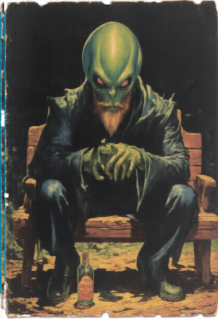 A rebellious anthropomorphic lizard adorned in edgy punk rock attire, this poster design for a rock show is a surreal masterpiece in the style of Salvador Dali and Max Ernst. The lizard protagonist is depicted with vibrant, spiky green hair, spiked leather jacket, and torn jeans, exuding a sense of defiance and coolness. The artwork is a painting that showcases intricate details and bold colors, capturing the essence of rebellion and creativity. The composition is expertly crafted, with a surreal and dreamlike quality that mesmerizes the viewer, making it a visually striking and unforgettable piece...... ......, maximalist art, by Moebius and Hariton Pushwagner, (ambient occlusion, masterful, beautiful), poster art, bold lines, hyper detailed, expressive, award winning, (landscape:1.4), (intricate details, masterpiece, best quality:1.4), looking at viewer, dynamic pose, wide angle view, in the style of nicola samori , futuristic style, sleek, ultra modern, high tech, ornate by Moebius and by Marc Simonetti, clean lines, geometric shapes, Minimalist color scheme of red and cyan
mkitdecy, rust, cracks brutalism, style by Tom Jung and Drew Struzan and Tim and Greg Hildebrandt, ((style by artgerm and Greg Manchess and Ilya Kuvshinov))