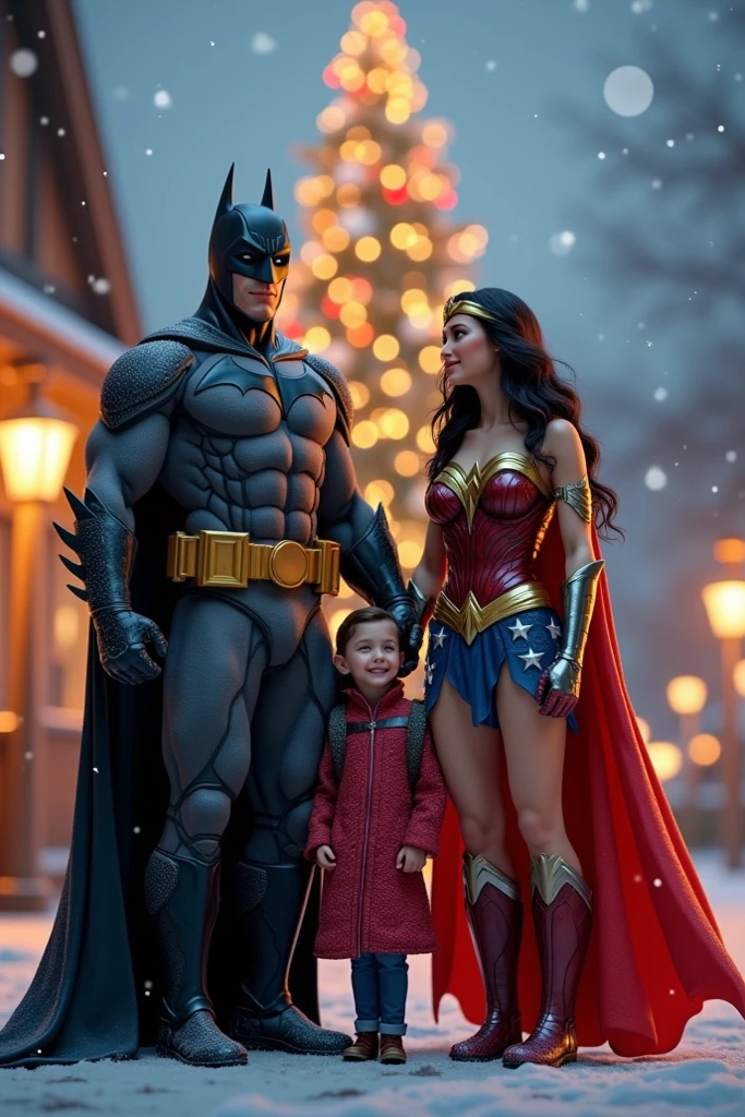 @Legion of I.a:Batman and Wonder Woman characters with their 15 year old son, DC Comics studio, Wayne family photography, Justice League room, 8K quality