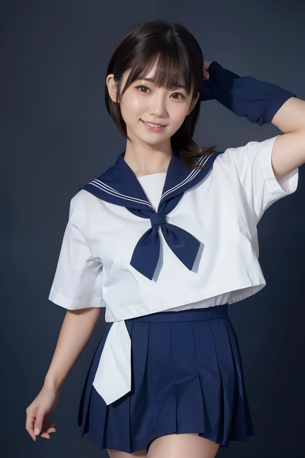 (​masterpiece, top quality , Ultra A High Resolution), Japanese woman holding breasts, A very beautiful 18-year-old girl, Innocent Girl、( Perfect Limbs 、Perfect human body),((Beaver)).((( cute japanese high school sailor suit)))、 ((( short sleeve sailor suit ))) 、 ((( bulging corners of the eye )))、Pure white beautiful skin、Watery eyes、Sparkling brown hair、Omen of Love 、Colossal 、 Staring at Older Housewives 、Plain background、 G cup chest