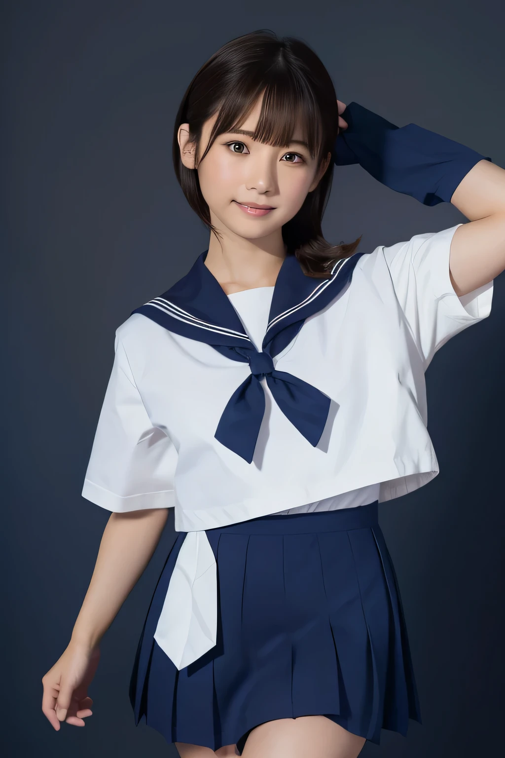 (​masterpiece, top quality , Ultra A High Resolution), Japanese woman holding breasts, A very beautiful 18-year-old girl, Innocent Girl、( Perfect Limbs 、Perfect human body),((Beaver)).((( cute japanese high school sailor suit)))、 ((( short sleeve sailor suit ))) 、 ((( bulging corners of the eye )))、Pure white beautiful skin、Watery eyes、Sparkling brown hair、Omen of Love 、Colossal 、 Staring at Older Housewives 、Plain background、 G cup chest