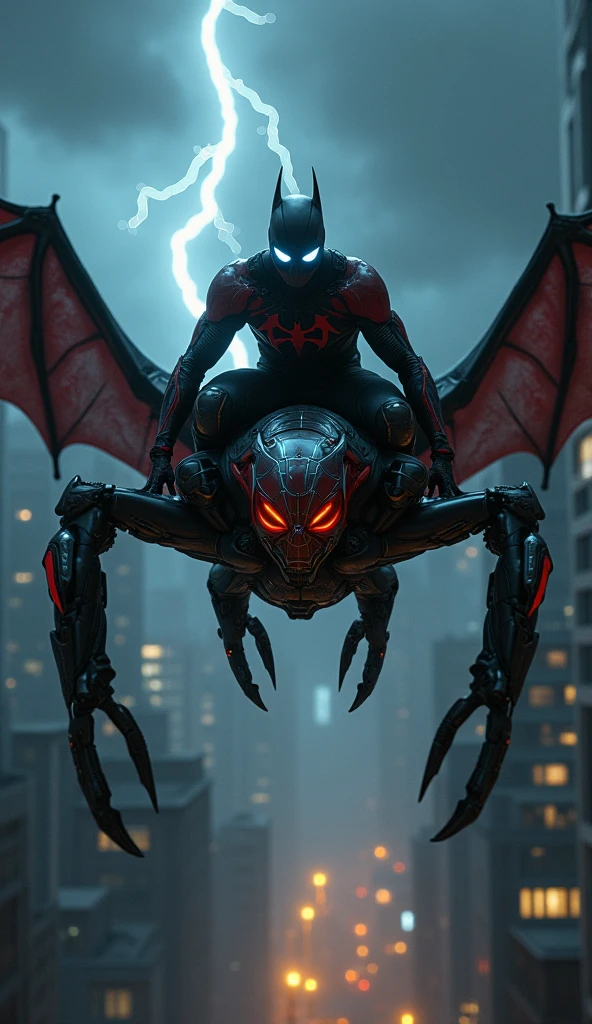 Venom Against Carnage on Top of a Roof with Helicopter