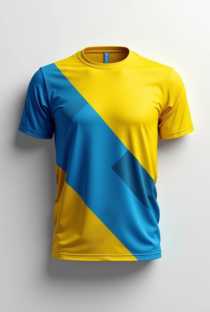 A custom team shirt with blue and yellow colors