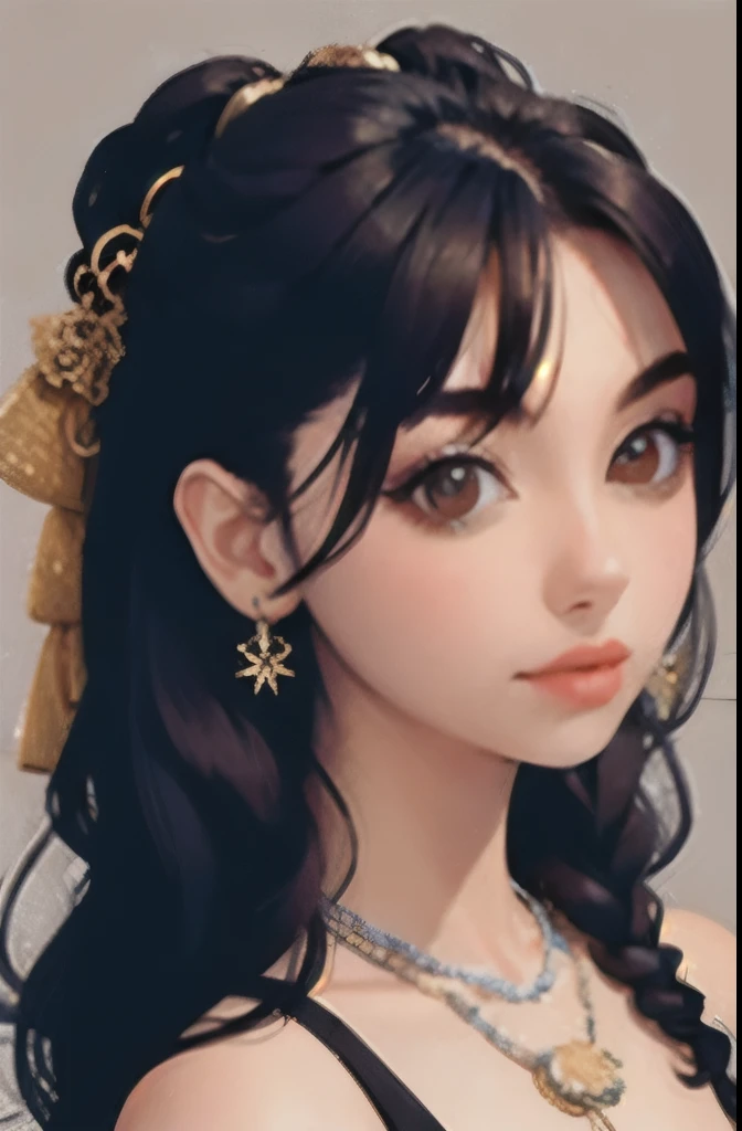 ancient wind，Pearl hairpins，Picture quality 8K，super detailing，white backgrounid，the watercolor style，Face front --auto