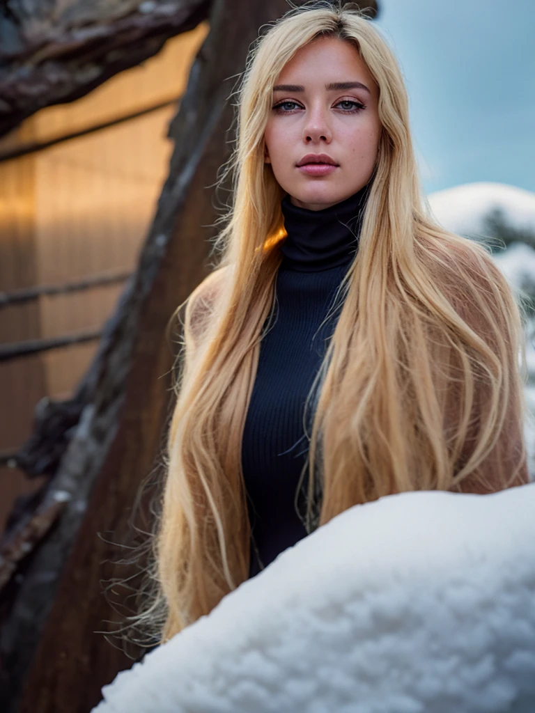 A stunning intricate full color portrait of (sks woman:1), wearing a black turtleneck, epic character composition, by ilya kuvshinov, alessio albi, nina masic, sharp focus, natural lighting, subsurface scattering, f2, 35mm, film grain, Nude big natural breats