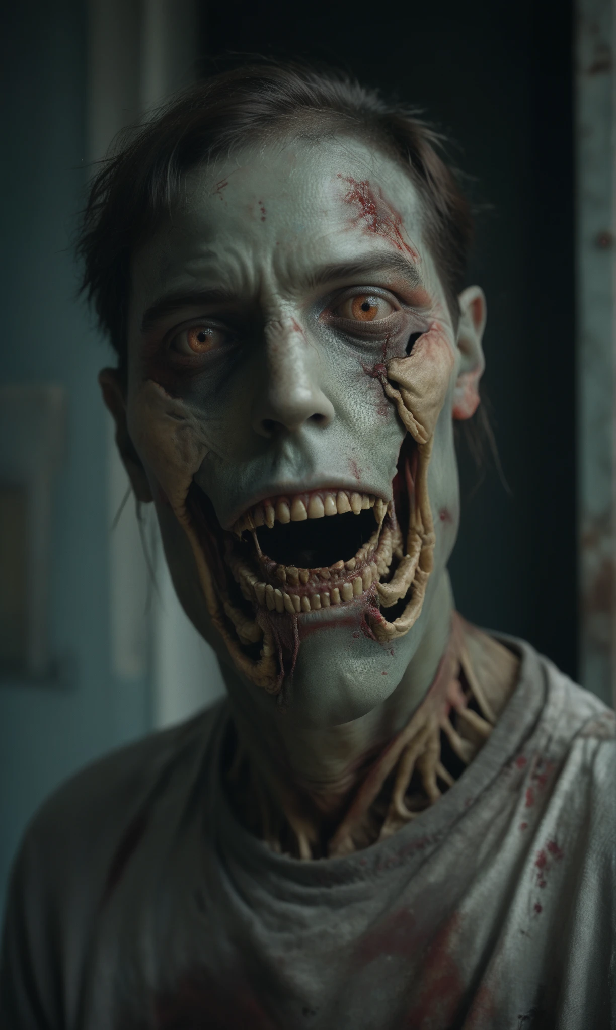 (Best quality, 8k, 32k, Masterpiece, UHD:1.2), scary, blood, austere, demon, creepy, bloody, monster, zombie