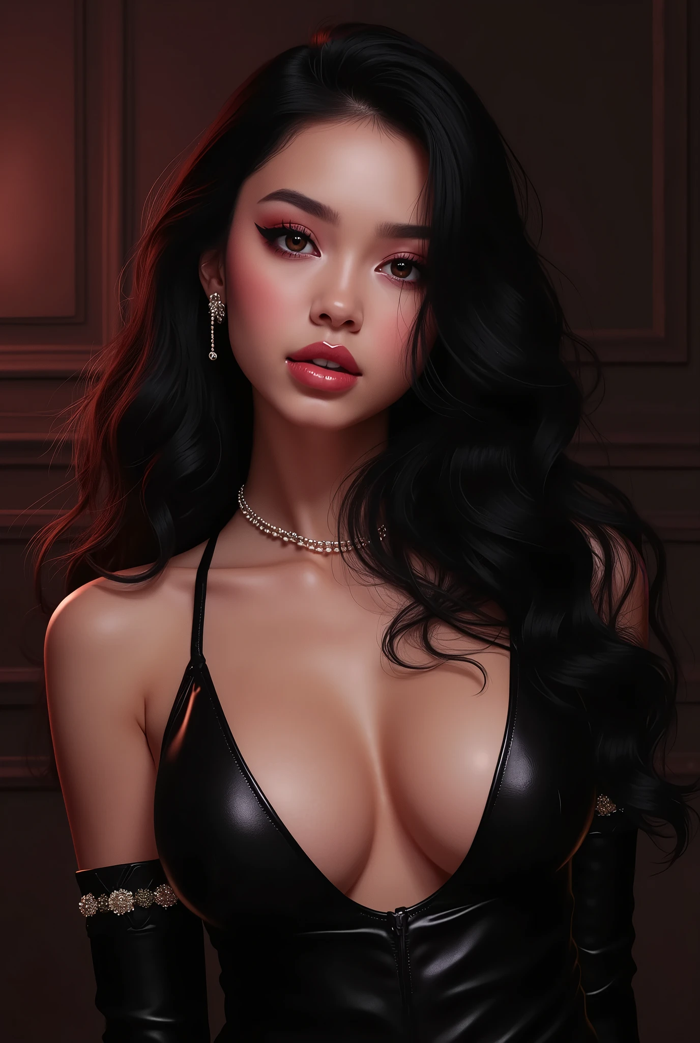 Image of sexy toy girl wearing a latex suit