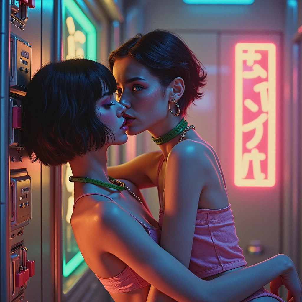 David fincher lighting style realistic, Thailand ladyboy penis cock dick, half asian, near future, black curly hair, short angled bob haircut, straight hair bangs,the hair has blue hair streaks and pink hair streaks, flat chested , black thigh high socks, background, city apartment, sexy, pretty skin, fully naked shemale, small tits, shes transsexual, sexy, ladyboy penis, cock, dick , she cock, sex pot, sissy, gay ladyboy penis, femboy body, penis, BDSM , porn, pornography, a big large man, is on top of her naked, the man is fat, naked, shady motel room , sex, sex slave, sex doll, a man just abused her, she's wearing a BDSM choker , full body