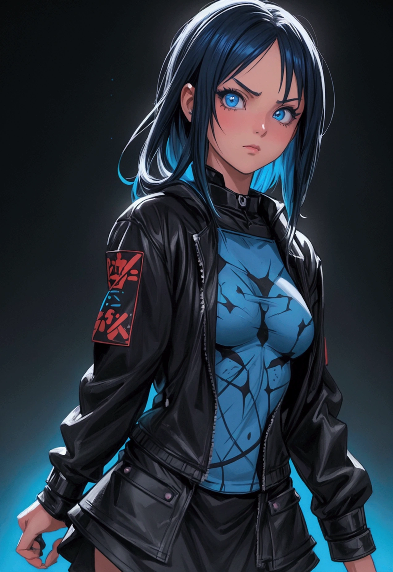 Beauty girl as 2B in cyberpunk elegant tatical suit & jacket, detailed sharp galaxy glowing eyes