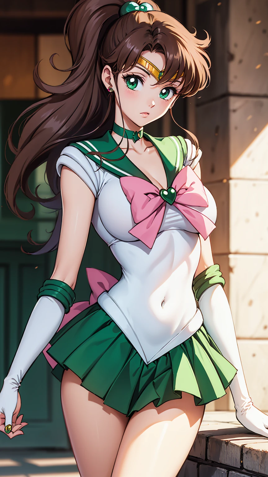 Sailor Jupiter has torn clothes and is completely naked