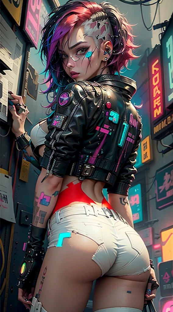 ((Best quality)), ((masterpiece)), (highly detailed:1.3), (nsfw: 3), (nudity: 2.6), (bright eyes), 3D, beautiful (cyberpunk:1.3) hacker woman with punk hair operating a computer terminal, (transparent bottom 2.3), (transparent jacket 2.4), (Portrait photography: 1.5), (girl in transparent lace: 1.9), High resolution, Anatomically correct, Rich colors, indoors, night, city, fine details, heavy neon, 35mm film, natural blur, (Naked), (Transparent: 1.8),