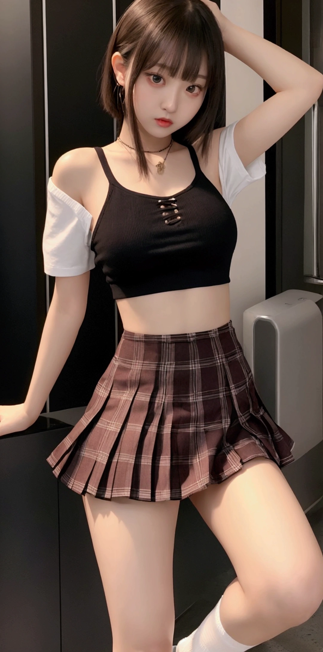 masterpiece, best quality, full body, 1girl, bangs, black choker, black necktie, blonde hair, blue skirt, blush, bracelet, breasts, choker, clothes around waist, collarbone, collared shirt, cowboy shot, dress shirt, ear piercing, eyebrows visible through hair, gradient hair, grin, gyaru, jewelry, kogal, long hair, looking at viewer, loose necktie, necktie, piercing, plaid, plaid skirt, pleated skirt, red eyes, ring, school uniform, shirt, skirt, smile, solo, white shirt, street, sky, cherry blossoms, petals,illustration, (magazine:1.3), (cover-style:1.3), fashionable, woman, vibrant, outfit, posing, front, colorful, dynamic, background, elements, confident, expression, holding, statement, accessory, majestic, coiled, around, touch, scene, text, cover, bold, attention-grabbing, title, stylish, font, catchy, headline, larger, striking, modern, trendy, focus, fashion,
