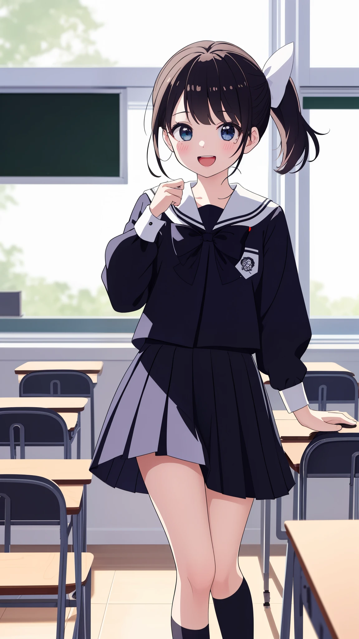 ultra detail ,masterpiece, top quality ,jcf, One girl ,,Black Ponytail,Big Bow,, in,classroom, blackboard ,machine, window, shirt, skirt, open your mouth and laugh、
you give me white wild roses your eyes smile brightly 's は常に夢in心を飾ります 美しい夢, Beautiful 、ah, Let me's are living in our teens , embracing the flo私たちはr of happiness