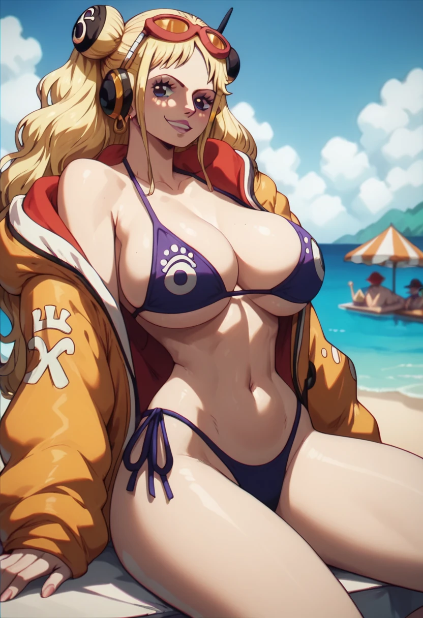 York from one piece in a bikini 