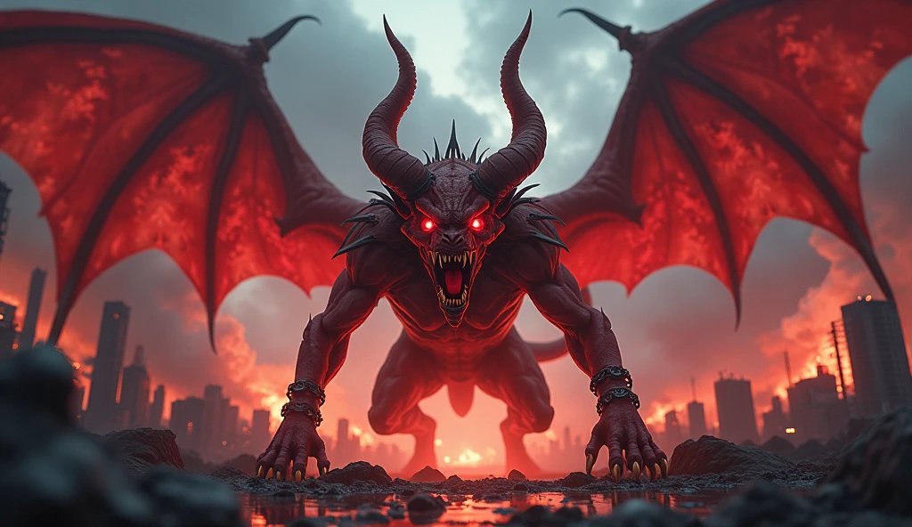 a malevolent demonic entity, 7 deadly sins, dark fantasy, cinematic lighting, dramatic poses, hyper detailed, dark and ominous atmosphere, moody colors, twisted and gnarled limbs, sharp claws and fangs, glowing red eyes, horns, hellfire and brimstone, gothic architecture, dramatic shadows and highlights, (best quality,4k,8k,highres,masterpiece:1.2),ultra-detailed,(realistic,photorealistic,photo-realistic:1.37)