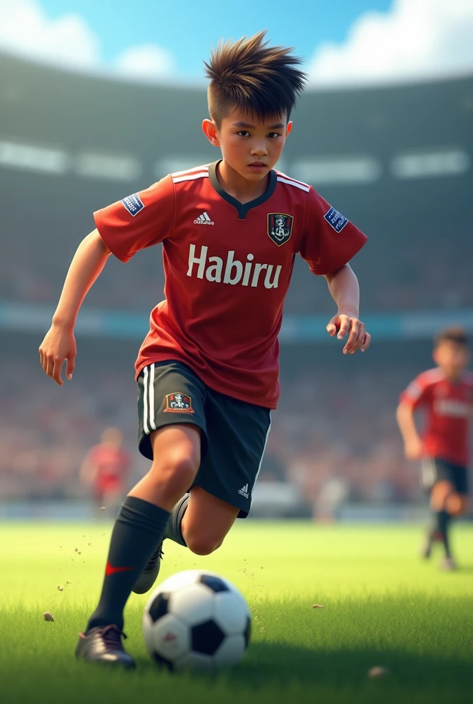 boy sitting on the ground with a soccer ball in front of him, realistic, highly detailed, photorealistic, ultra-detailed, 8k, best quality, intricate details, soft lighting, warm colors, glowing skin, beautiful detailed eyes, beautiful detailed lips, extremely detailed face and portrait, cinematic composition, dramatic lighting, moody atmosphere, serene outdoor landscape