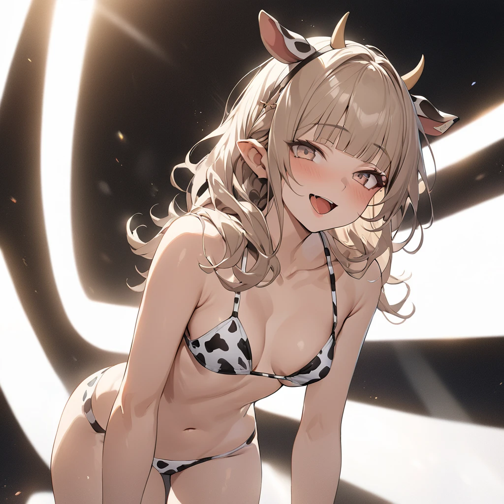 (catgirl, cat ears, cat tail, (purple-gold gradient eyes), purple-black hair, short hair, curly hair, open mouth, fang, blush, medium breasts, hair between eyes, crossed bangs, neck ribbon),(dearantlers, deer antlers, horns, winter, christmas, holidays, snow, decorations), from side, outside, observatory, dancing, micro bikini, partially visible vulva, thighhighs[::1][::1], best quality, realistic, afternoon,, 
<lora:deerantlers-12:1.00>, 
<lora:nijipretty_20230624235607:1.00>,