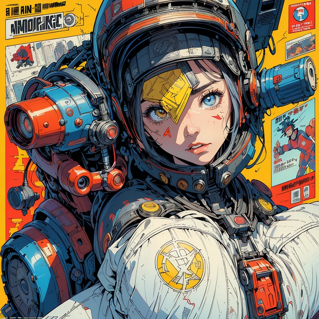 (((highest quality))),masterpiece,1 woman,((the perfect person)),((Super beautiful woman)),detailed perfect face,retro,vintage,classic,60's,70's,80's,old movie posters,abstract,((スペーススリラーmovie poster)),(Futuristic),Geometric pattern,very delicate,movie poster_white frame,universe,Milky Way,planet,,propaganda,universe飛行士,breast enhancement,simple,(big breasts),(cleavage),cyber punk,massive stream of light,overlay,SF,A scene from a science fiction movie,universeステーション,tattoo,