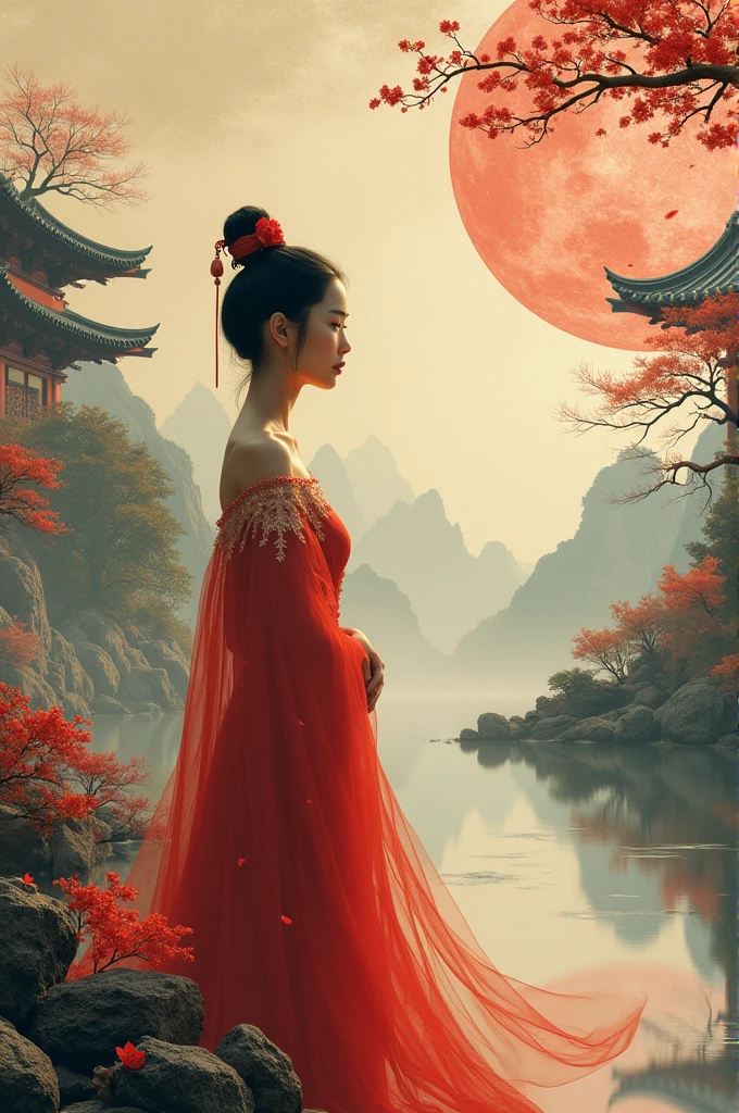 vietnam, halloween, fox, asian, red color, super detailed, young girl