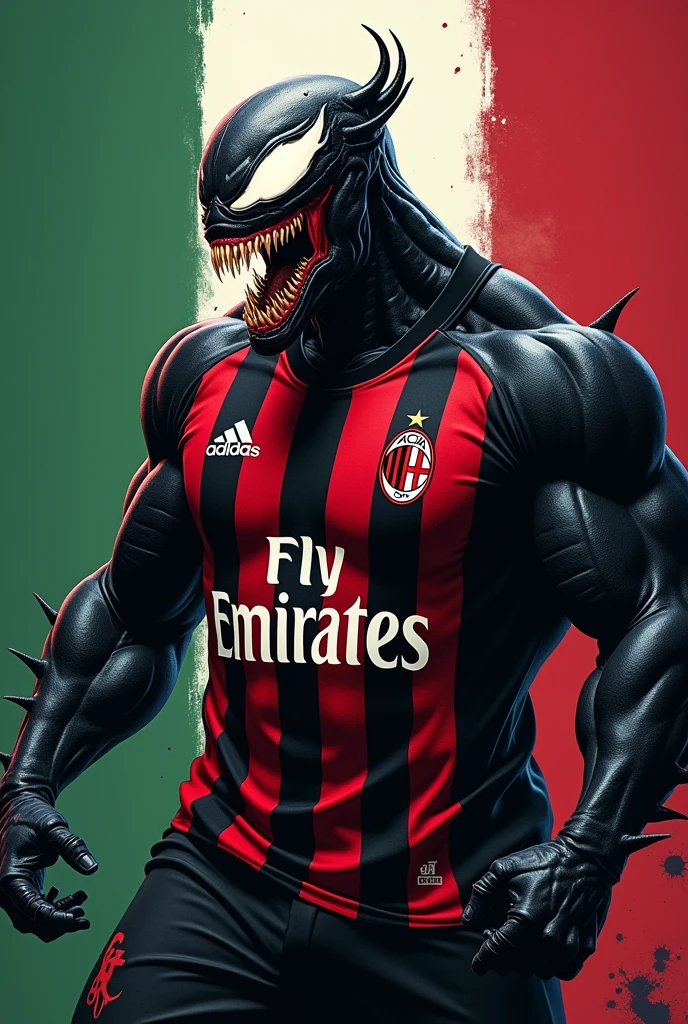 venom wearing flamengo shirt 
red and black striped